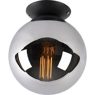 Art Deco loftslampe sort med røgglas - Pallon