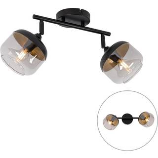 Design spotlight sort med guld og røgglas 2-lys - Kyan