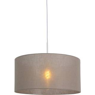 Rustik pendellampe hvid med taupe-skærm 50 cm - Combi 1
