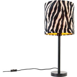 Moderne bordlampe sort med zebra-skærm 25 cm - Simplo