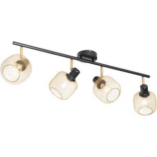 Industriel spotlight sort med guld 4 lys - Bliss Mesh