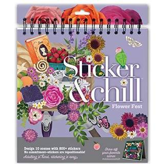 Sticker & Chill Sticker Book til voksne - 800+ Repositionable Farverige klamringer Opret design p? 10 spiralbundne scenesider - Let sjov og stres