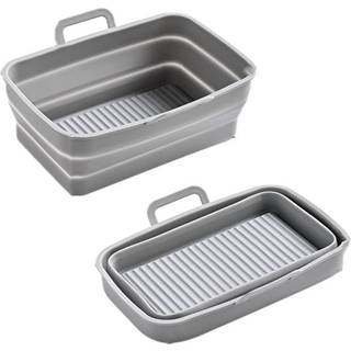 Sammenklappelig firkantet Air Fryer silikoneform 19,5x12,7x7 cm Grå