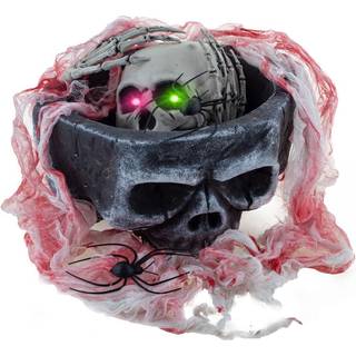 Totenkopfschale mit LED Totenschädel Deko Set