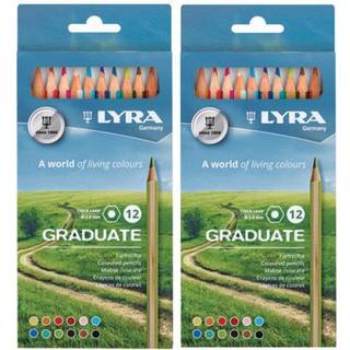 Lyra Graduate Farveblyanter, 24 stk Sæt med 24 stk farveblyanter fra Lyra Graduate. Stregbredden på farveblyanterne er 3,8 mm. Indeholder 24 brilliante farver, der dækker exceptionelt godt.