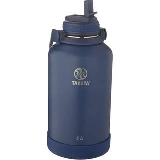Takeya fungerer 64 oz vakuum isoleret rustfrit st?l vandflaske med halm l?g premium kvalitet midnat bl?