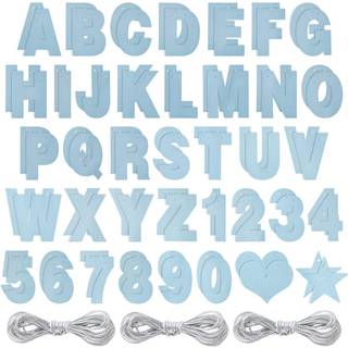 126 Pak Blue Glitter Letters Custom Banner Kit med bogstaver A-Z Numbers 0-9 hjerter stjerner og 3 strenge