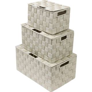 Sorbus s?t med 3 opbevaringskurve til organisering med l?g mesh h?ndv?vet kurv linned skabsarrang?rer og opbevaringsarrang?r opbevaringskurve til