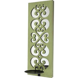 Benjara Green Traditional Lattice Candle Holder med spejlbacking