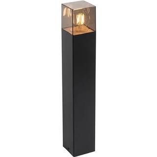 Stående udendørslampe sort 50 cm IP44 med røgglas - Danmark