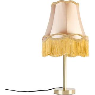 Klassisk bordlampe messing med Granny skærm guld 30 cm - Simplo