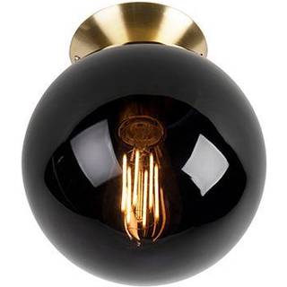 Art Deco loftslampe messing med sort glas - Pallon