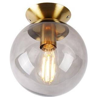 Art Deco loftslampe messing med røgglas - Pallon