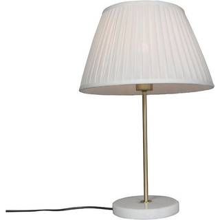 Retro bordlampe messing med plissé-skærm creme 35 cm - Kaso
