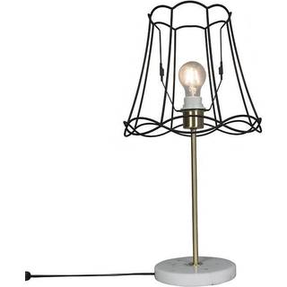 Retro bordlampe messing med Granny Frame sort 30 cm - Kaso