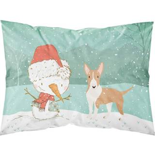Caroline's Treasures Snowman Fawn Bull Terrier Julestof Standard Pillowcase