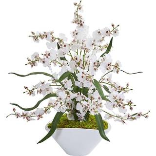 Næsten naturlig dansende Lady Orchid Artificial White Vase Silk Arrangements
