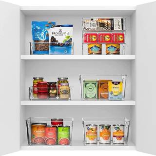 Sorbus Clear Plastic Ridge Organizer Bins Alsidigt k?kkenskab Food Pantry Badev?relse K?leskab Organisation og opbevaring S?t med 10 containerhol