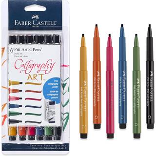 Faber -Castell kalligrafi Pitt Artist Pen Set - 6 Multifarvede kalligrafipenner