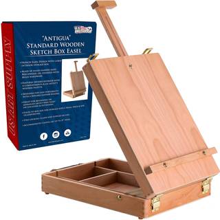 U.S. Art Supply Antigua Justerbar tr?bord Sketchbox Easel Premium Beechwood - B?rbar tr?artist Desktop Storage Case - Store Art Paint Markers Ske