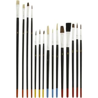 U.S. Art Supply 15 -stykker Multi -purpose Artist Paint Pensel Set - Pony Round and Flat Bristles til maleri Portr?tter l?rred Paper Wood - Akvar