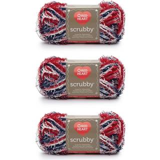 Red Heart Scrubby Americana Yarn - 3 Pack med 85 g/3oz - Polyester - 4 Medium (Worsted) - 78 yards - Strik/hækling