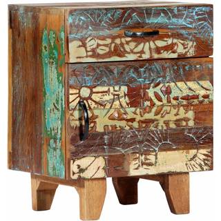 Håndskåret Sengeskab 40x30x50 Cm Massivt Genbrugstræ