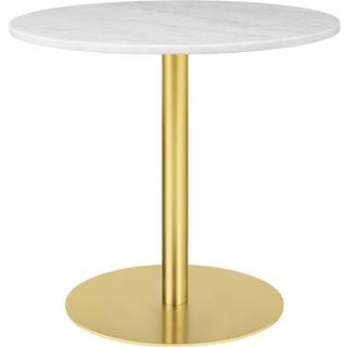 GUBI 1.0 Spisebord Rundt Ø80 cm M. Messing Base og Hvid Carrara Marmor Top