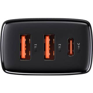 Baseus 3-port PD QC3 oplader - 2xUSB og 1xUSB-C - 30W - Sort