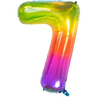 Folienballon Zahl 7 Regenbogen