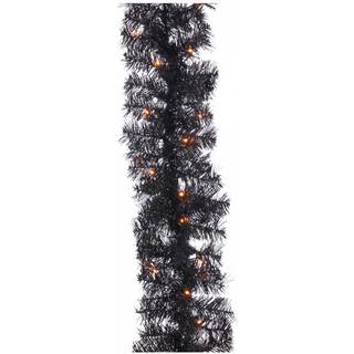 Schwarze Halloween Girlande mit Orangen LED´s 183cm
