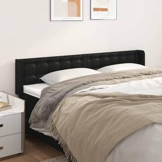 sengegavl med kanter 163x16x78/88 cm kunstlæder sort