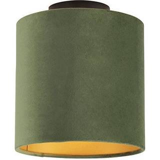 Loftslampe med fløjlskærm grøn med guld 20 cm - Combi Sort