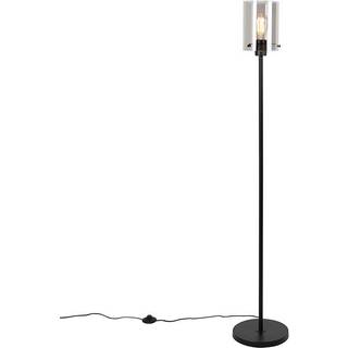 Design gulvlampe sort med røgglas - Dome