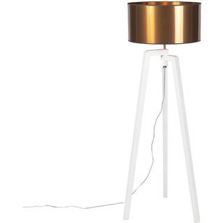 Design gulvlampe hvid med kobber skærm 50 cm - Puros