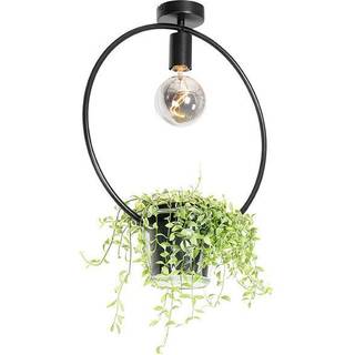 Moderne loftslampe sort med glas rund - Roslini