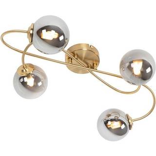 Moderne loftslampe guld 4-lys med røgglas - Athen