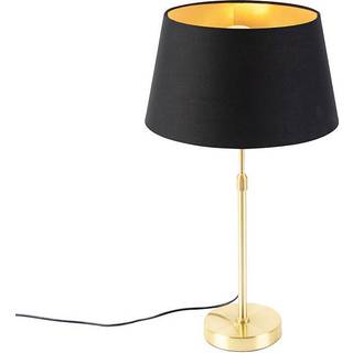 Bordlampe guld/messing med skærm sort med guld 32 cm - Parte