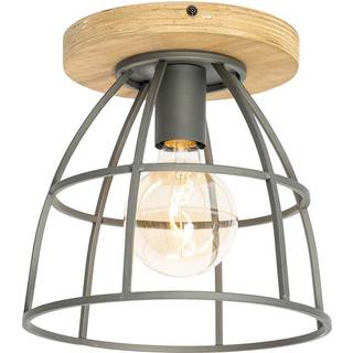Industriel loftslampe mørkegrå med træ - Arthur