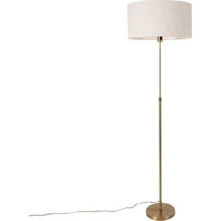Gulvlampe justerbar bronze med lysegrå skærm 50 cm - Parte
