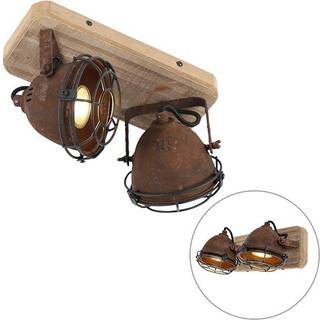 Smart spotlight rustbrun med træ inkl. 2 WiFi GU10 - Gina