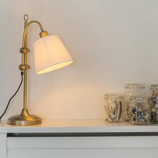 Klassisk bordlampe bronze med hvid skærm - Ashley