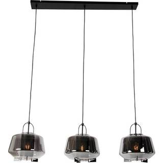 Pendellampe sort med røgglas 30 cm lang 3-lys - Kevin