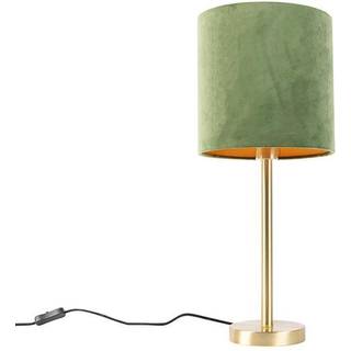 Botanisk bordlampe messing med grøn skærm 25 cm - Simplo