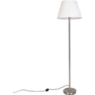 Moderne gulvlampe stål med hvid plisseret skærm 45 cm - Simplo