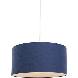 Moderne pendellampe hvid med antik blå skærm 50 cm - Combi 1