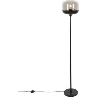 Design gulvlampe sort med guld og røgglas - Kyan
