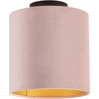 Loftlampe med velourskærm gammelrosa med guld 20 cm - Combi sort