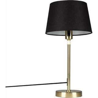 Bordlampe guld / messing med sort skærm justerbar 25 cm - Parte