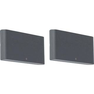 Sæt med 2 udendørs væglamper mørkegrå 17,5 cm inkl. LED - Batt